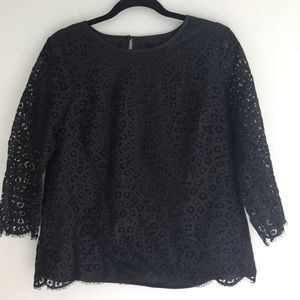 J crew black lace blouse